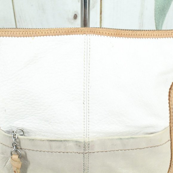 The Sak Women's Cream Tan Pebbled Leather Top Zip Messenger Crossbody Bag - Picture 3 of 13